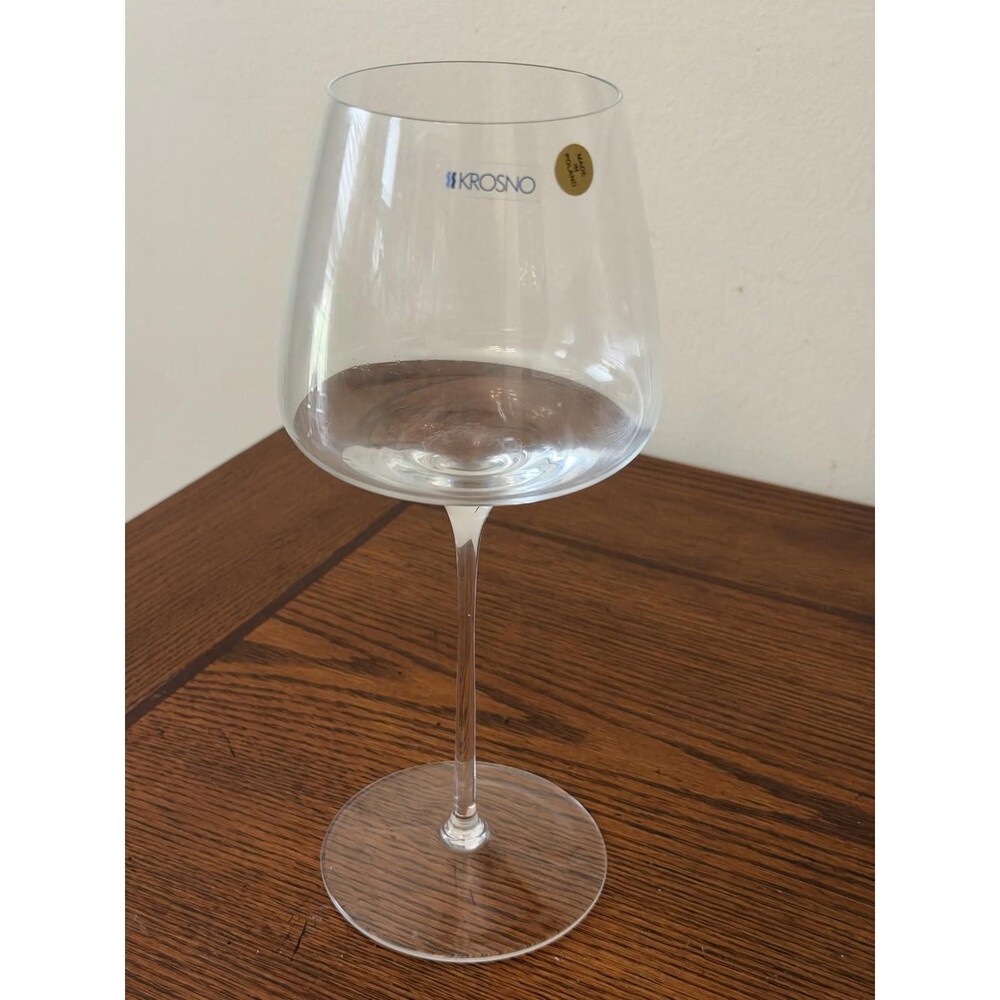 KROSNO Poland Hand Blown Clear Wine Glass 12 oz 9.5"